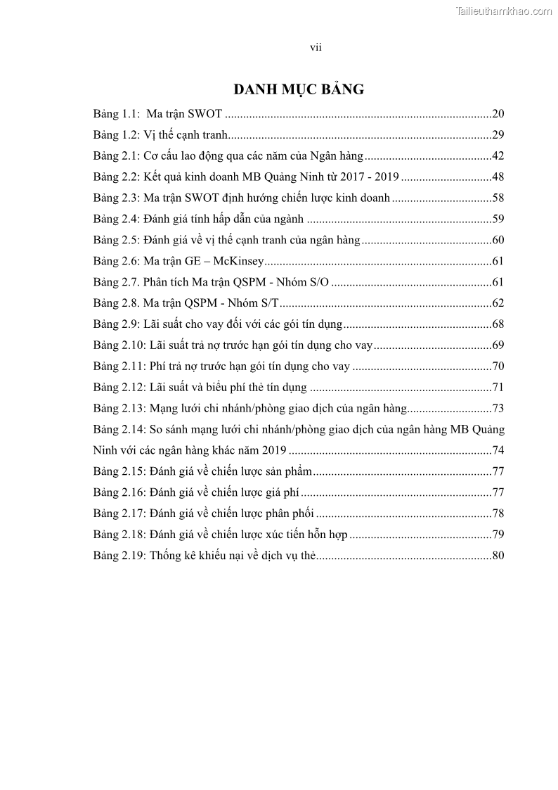 Luận văn thạc sĩ kinh doanh thương mại Chiến lược kinh doanh của ngân hàng TMCP Quân Đội Chi nhánh Quảng Ninh - 1 Trang 9
