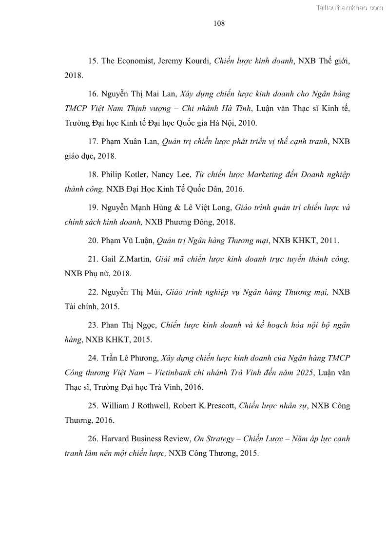Luận văn thạc sĩ kinh doanh thương mại Chiến lược kinh doanh của ngân hàng TMCP Quân Đội Chi nhánh Quảng Ninh - 10 Trang 120