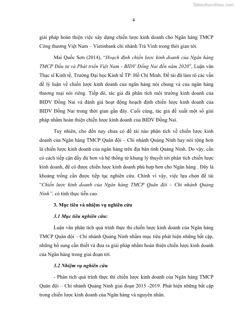 Luận văn thạc sĩ kinh doanh thương mại Chiến lược kinh doanh của ngân hàng TMCP Quân Đội Chi nhánh Quảng Ninh - 2 Trang 16