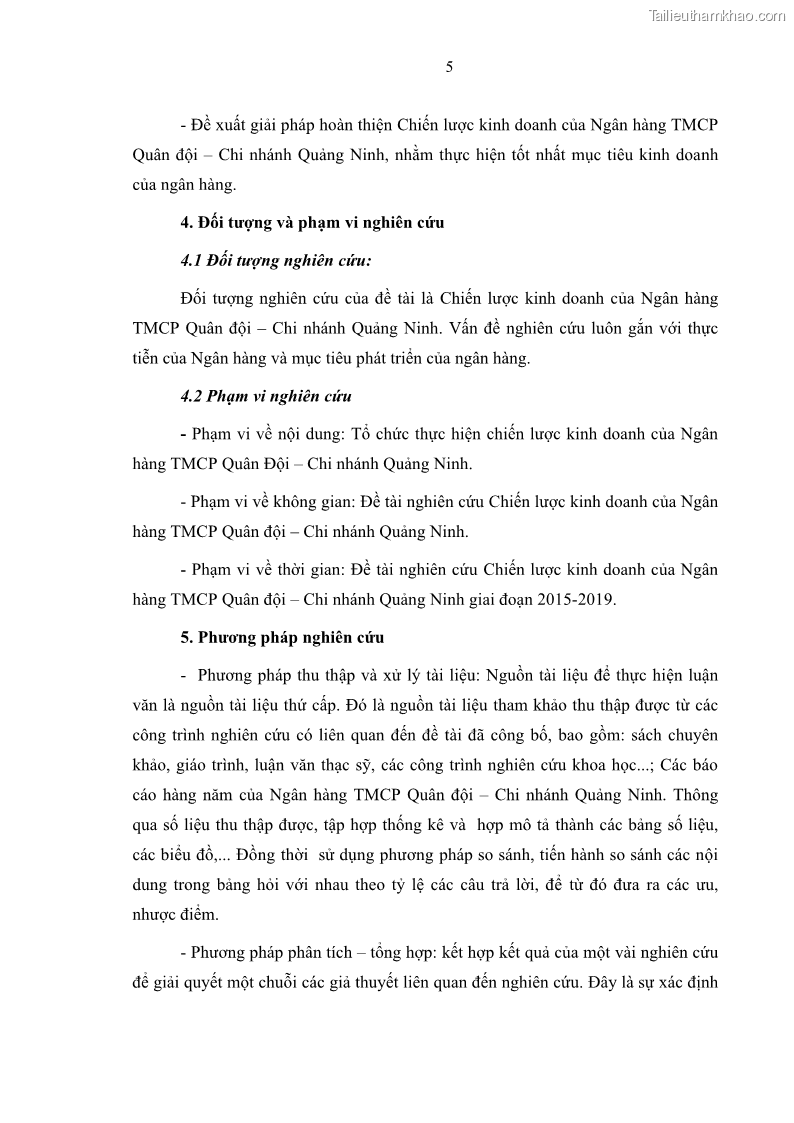 Luận văn thạc sĩ kinh doanh thương mại Chiến lược kinh doanh của ngân hàng TMCP Quân Đội Chi nhánh Quảng Ninh - 2 Trang 17