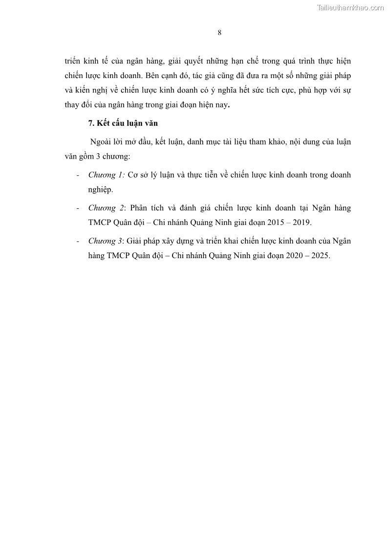 Luận văn thạc sĩ kinh doanh thương mại Chiến lược kinh doanh của ngân hàng TMCP Quân Đội Chi nhánh Quảng Ninh - 2 Trang 20