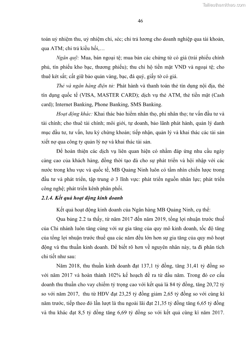 Luận văn thạc sĩ kinh doanh thương mại Chiến lược kinh doanh của ngân hàng TMCP Quân Đội Chi nhánh Quảng Ninh - 5 Trang 58