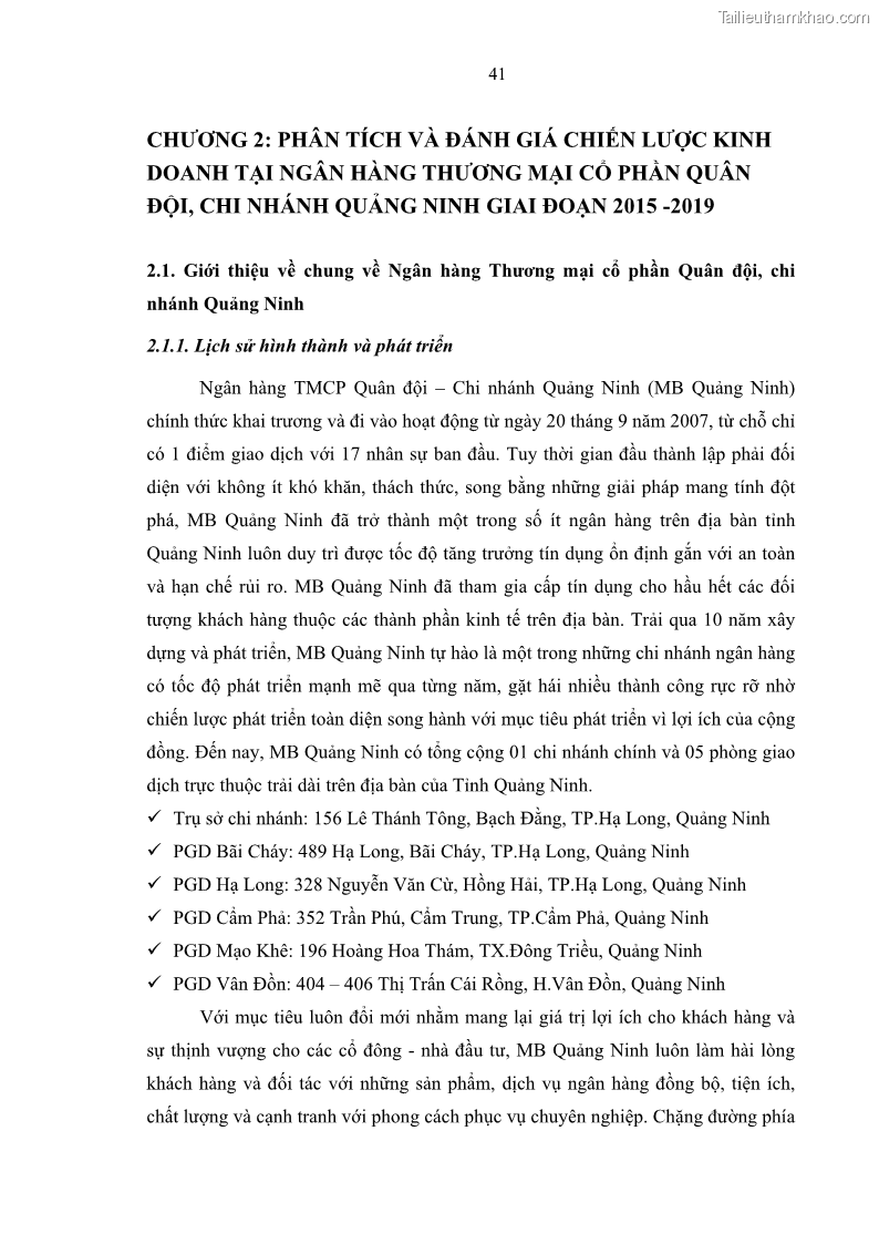 Luận văn thạc sĩ kinh doanh thương mại Chiến lược kinh doanh của ngân hàng TMCP Quân Đội Chi nhánh Quảng Ninh - 5 Trang 53