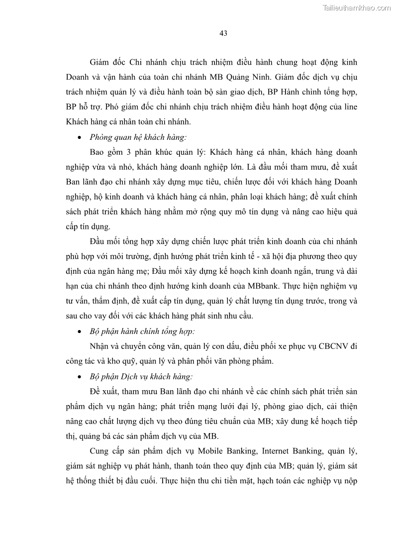 Luận văn thạc sĩ kinh doanh thương mại Chiến lược kinh doanh của ngân hàng TMCP Quân Đội Chi nhánh Quảng Ninh - 5 Trang 55