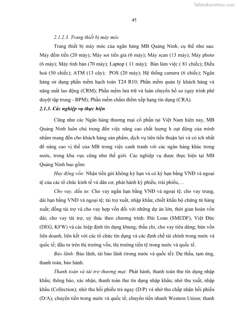 Luận văn thạc sĩ kinh doanh thương mại Chiến lược kinh doanh của ngân hàng TMCP Quân Đội Chi nhánh Quảng Ninh - 5 Trang 57