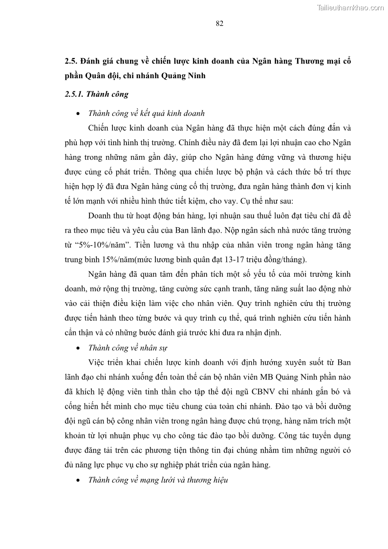Luận văn thạc sĩ kinh doanh thương mại Chiến lược kinh doanh của ngân hàng TMCP Quân Đội Chi nhánh Quảng Ninh - 8 Trang 94