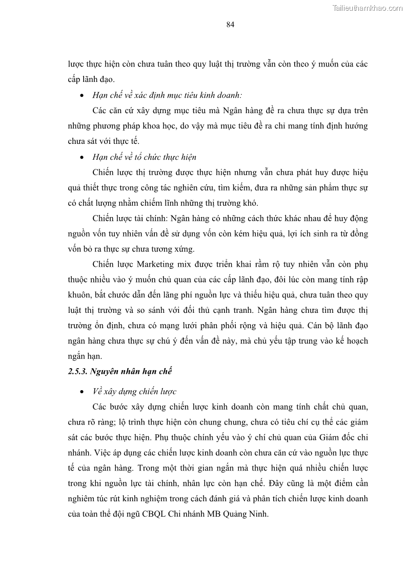 Luận văn thạc sĩ kinh doanh thương mại Chiến lược kinh doanh của ngân hàng TMCP Quân Đội Chi nhánh Quảng Ninh - 8 Trang 96