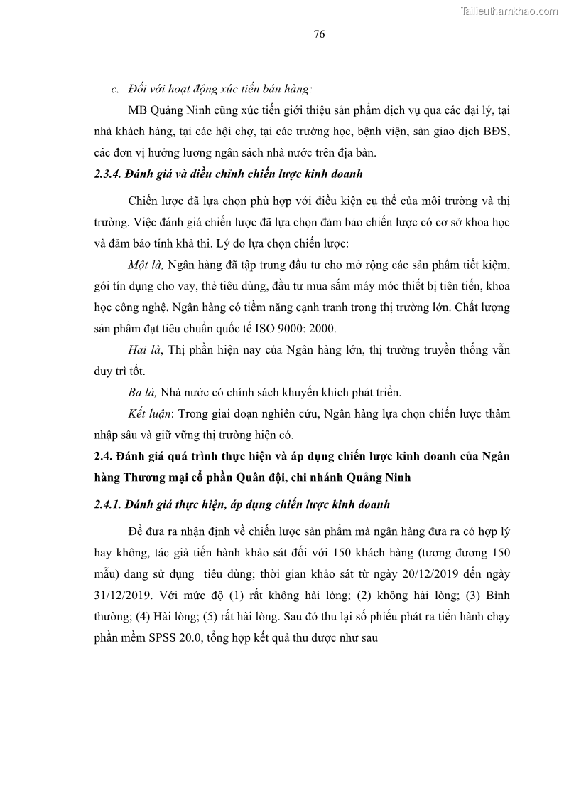 Luận văn thạc sĩ kinh doanh thương mại Chiến lược kinh doanh của ngân hàng TMCP Quân Đội Chi nhánh Quảng Ninh - 8 Trang 88
