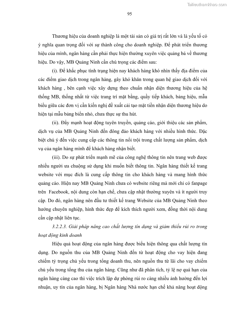 Luận văn thạc sĩ kinh doanh thương mại Chiến lược kinh doanh của ngân hàng TMCP Quân Đội Chi nhánh Quảng Ninh - 9 Trang 107