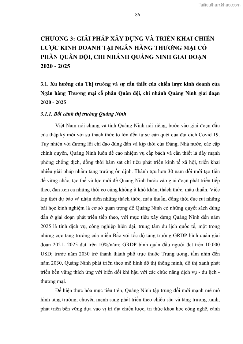 Luận văn thạc sĩ kinh doanh thương mại Chiến lược kinh doanh của ngân hàng TMCP Quân Đội Chi nhánh Quảng Ninh - 9 Trang 98