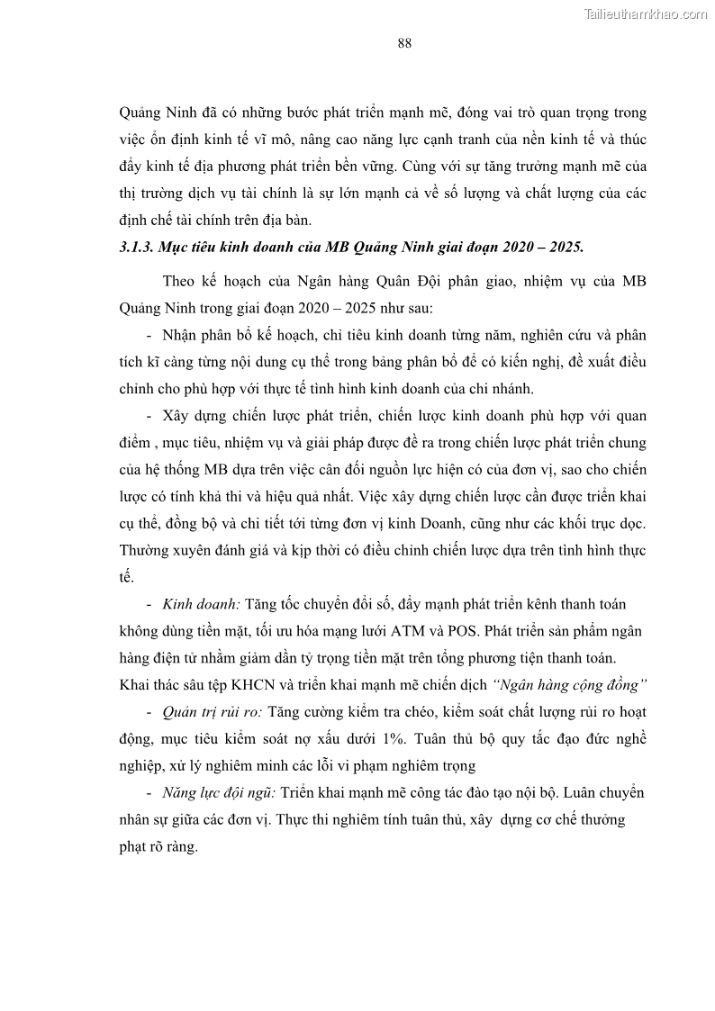 Luận văn thạc sĩ kinh doanh thương mại Chiến lược kinh doanh của ngân hàng TMCP Quân Đội Chi nhánh Quảng Ninh - 9 Trang 100