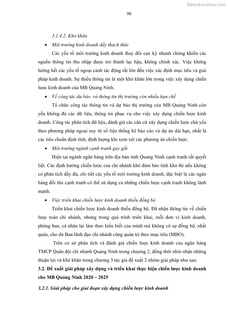 Luận văn thạc sĩ kinh doanh thương mại Chiến lược kinh doanh của ngân hàng TMCP Quân Đội Chi nhánh Quảng Ninh - 9 Trang 102