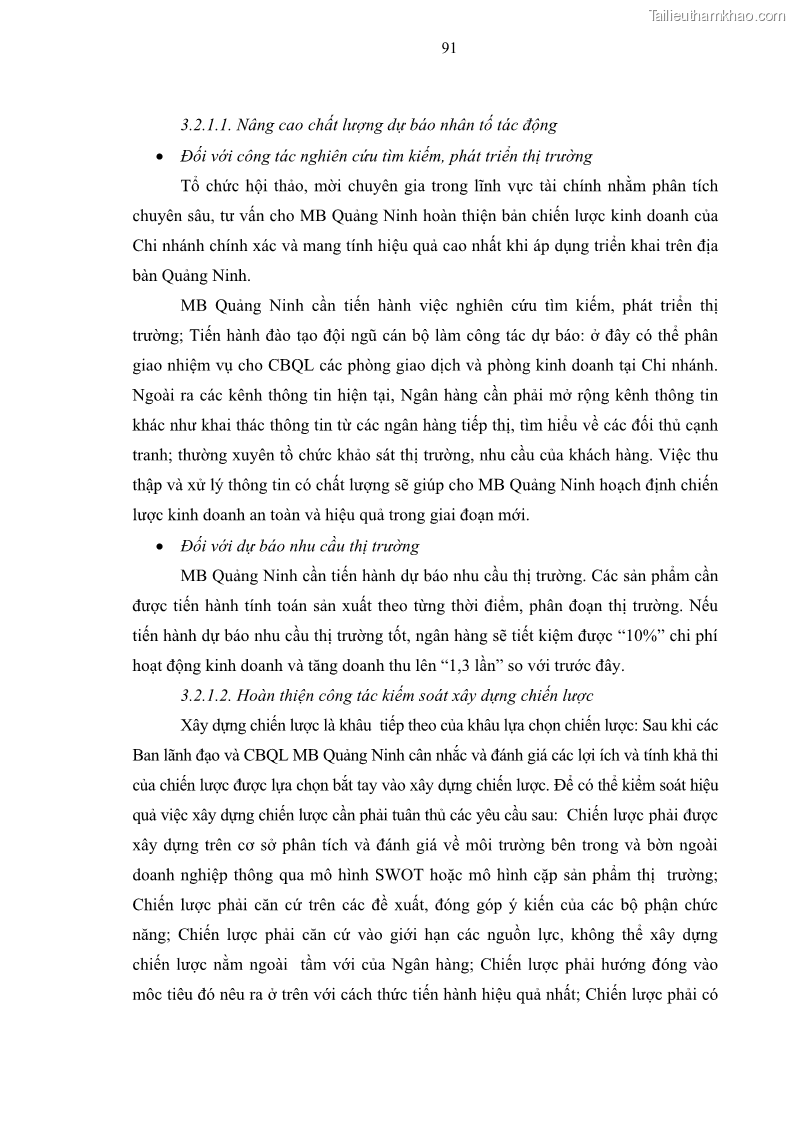 Luận văn thạc sĩ kinh doanh thương mại Chiến lược kinh doanh của ngân hàng TMCP Quân Đội Chi nhánh Quảng Ninh - 9 Trang 103