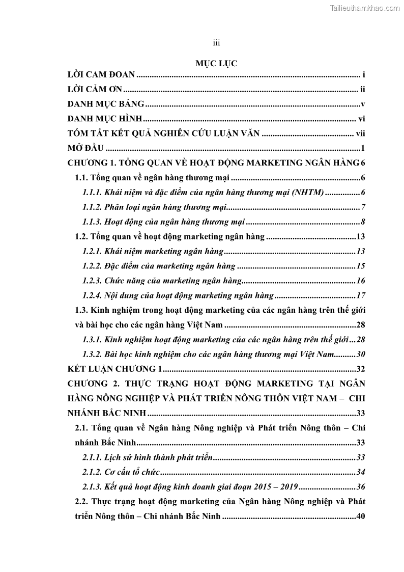 Luận văn thạc sĩ kinh doanh thương mại Giải pháp hoàn thiện hoạt động marketing của Ngân hàng Nông nghiệp và Phát triển nông thôn Việt Nam – Chi nhánh Bắc Ninh - 1 Trang 5