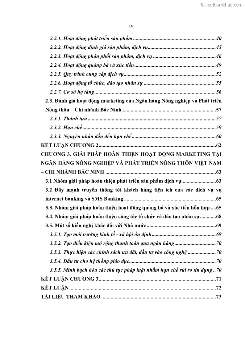 Luận văn thạc sĩ kinh doanh thương mại Giải pháp hoàn thiện hoạt động marketing của Ngân hàng Nông nghiệp và Phát triển nông thôn Việt Nam – Chi nhánh Bắc Ninh - 1 Trang 6