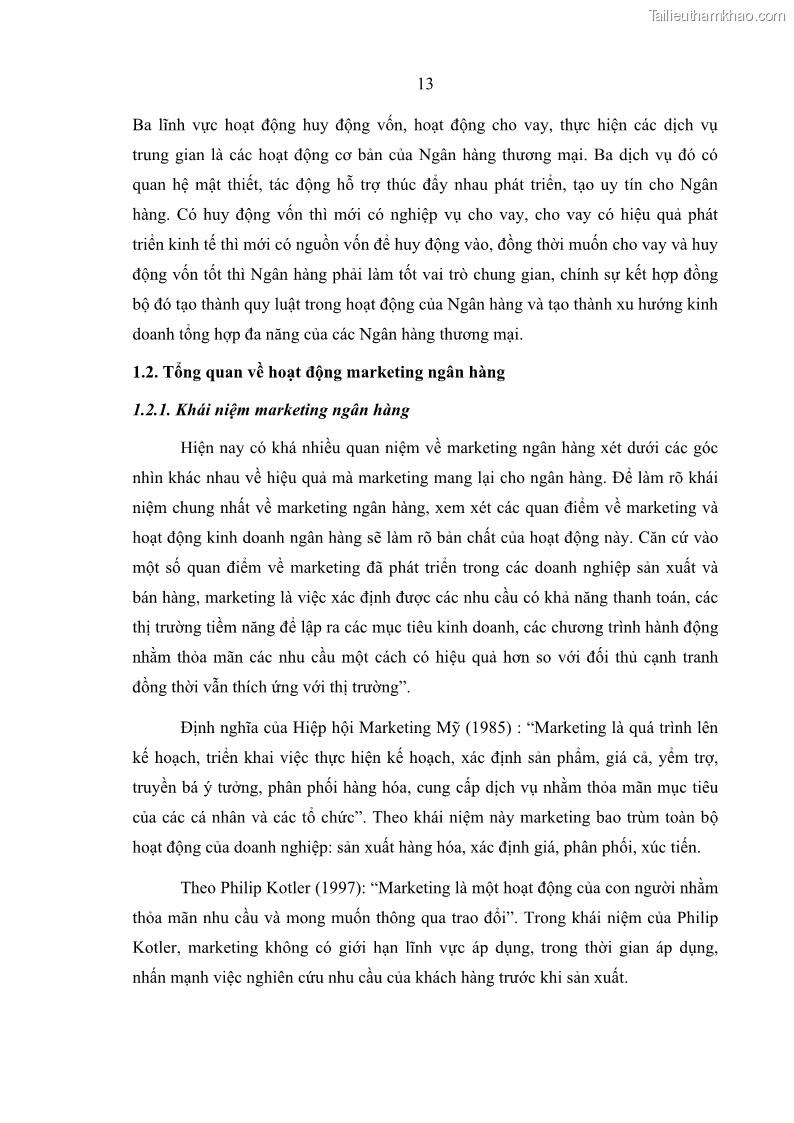 Luận văn thạc sĩ kinh doanh thương mại Giải pháp hoàn thiện hoạt động marketing của Ngân hàng Nông nghiệp và Phát triển nông thôn Việt Nam – Chi nhánh Bắc Ninh - 2 Trang 22