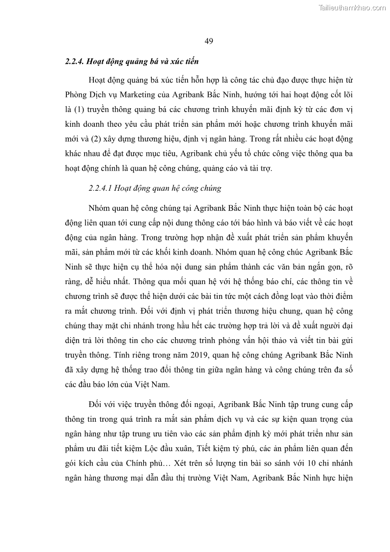 Luận văn thạc sĩ kinh doanh thương mại Giải pháp hoàn thiện hoạt động marketing của Ngân hàng Nông nghiệp và Phát triển nông thôn Việt Nam – Chi nhánh Bắc Ninh - 5 Trang 58
