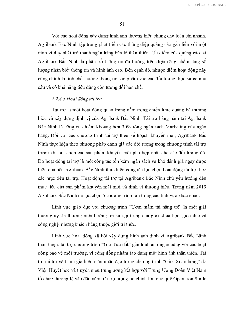 Luận văn thạc sĩ kinh doanh thương mại Giải pháp hoàn thiện hoạt động marketing của Ngân hàng Nông nghiệp và Phát triển nông thôn Việt Nam – Chi nhánh Bắc Ninh - 5 Trang 60