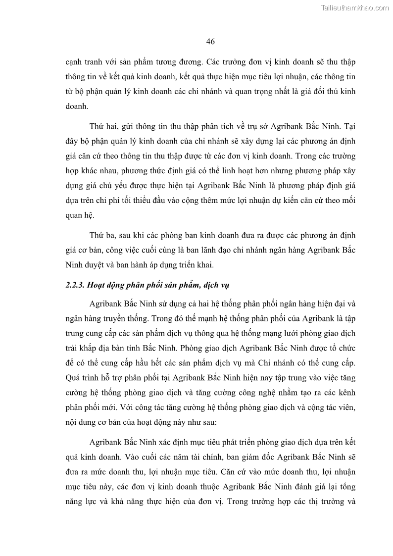 Luận văn thạc sĩ kinh doanh thương mại Giải pháp hoàn thiện hoạt động marketing của Ngân hàng Nông nghiệp và Phát triển nông thôn Việt Nam – Chi nhánh Bắc Ninh - 5 Trang 55