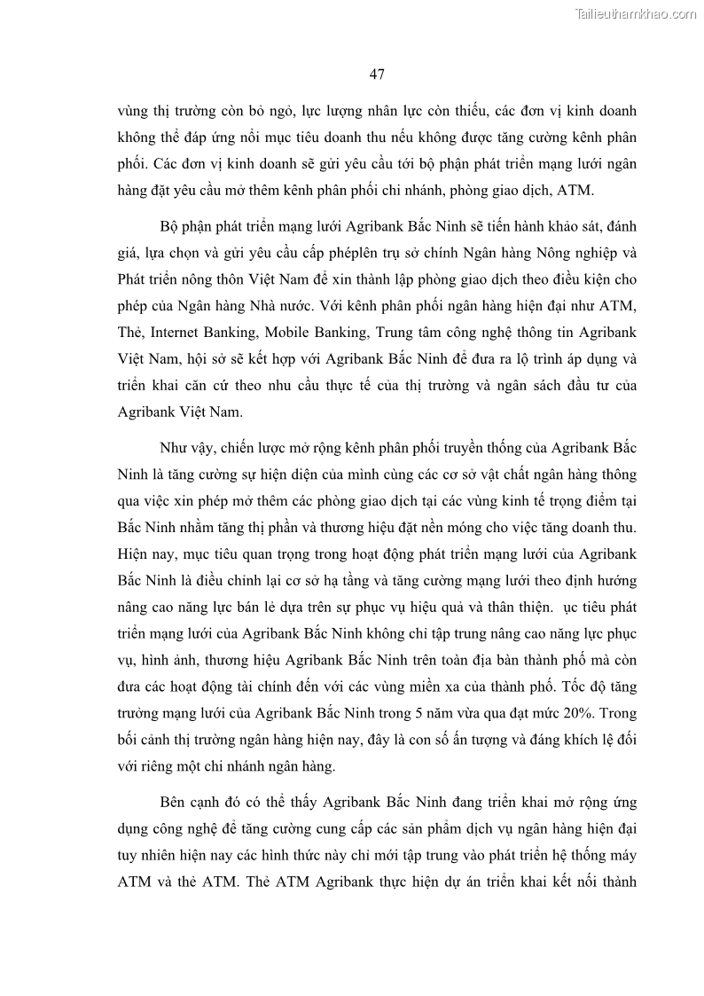 Luận văn thạc sĩ kinh doanh thương mại Giải pháp hoàn thiện hoạt động marketing của Ngân hàng Nông nghiệp và Phát triển nông thôn Việt Nam – Chi nhánh Bắc Ninh - 5 Trang 56