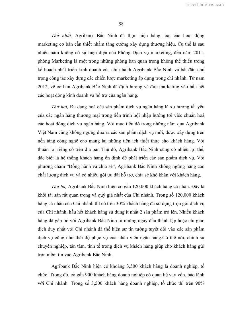 Luận văn thạc sĩ kinh doanh thương mại Giải pháp hoàn thiện hoạt động marketing của Ngân hàng Nông nghiệp và Phát triển nông thôn Việt Nam – Chi nhánh Bắc Ninh - 6 Trang 67