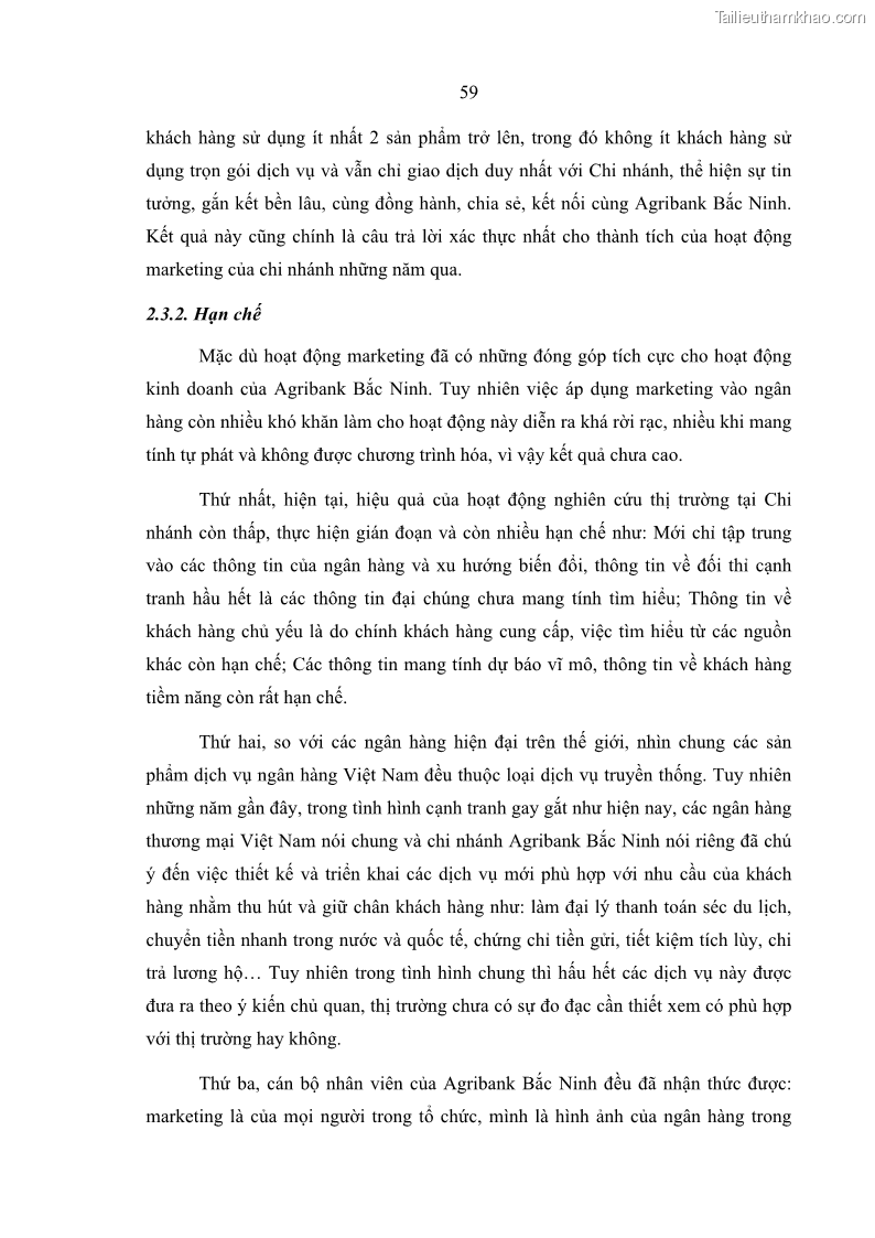 Luận văn thạc sĩ kinh doanh thương mại Giải pháp hoàn thiện hoạt động marketing của Ngân hàng Nông nghiệp và Phát triển nông thôn Việt Nam – Chi nhánh Bắc Ninh - 6 Trang 68