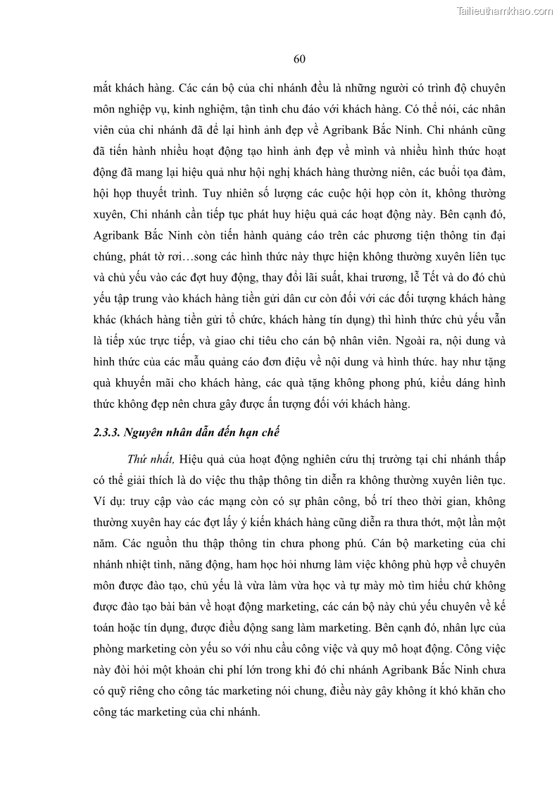 Luận văn thạc sĩ kinh doanh thương mại Giải pháp hoàn thiện hoạt động marketing của Ngân hàng Nông nghiệp và Phát triển nông thôn Việt Nam – Chi nhánh Bắc Ninh - 6 Trang 69