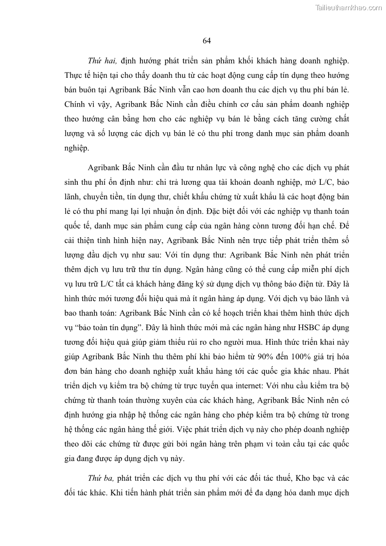 Luận văn thạc sĩ kinh doanh thương mại Giải pháp hoàn thiện hoạt động marketing của Ngân hàng Nông nghiệp và Phát triển nông thôn Việt Nam – Chi nhánh Bắc Ninh - 7 Trang 73
