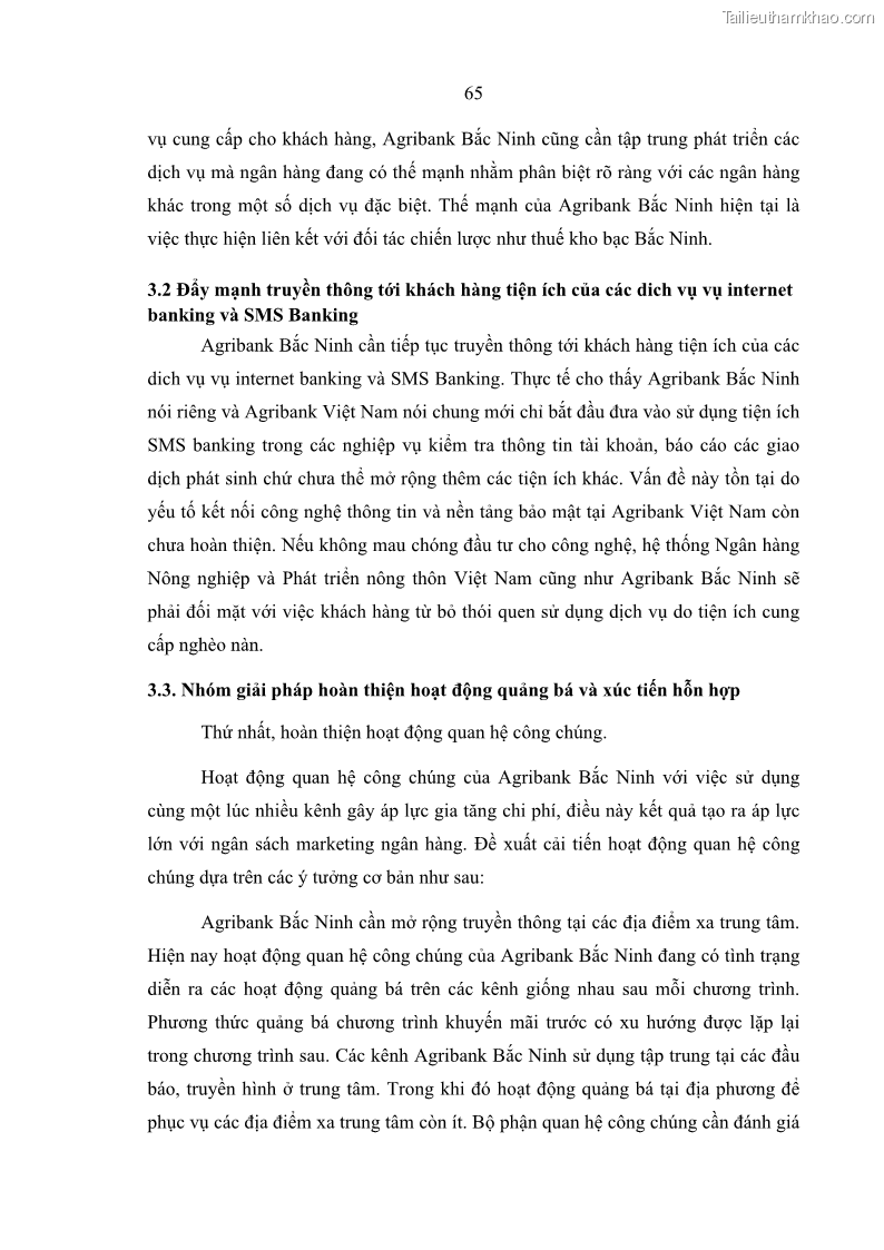 Luận văn thạc sĩ kinh doanh thương mại Giải pháp hoàn thiện hoạt động marketing của Ngân hàng Nông nghiệp và Phát triển nông thôn Việt Nam – Chi nhánh Bắc Ninh - 7 Trang 74