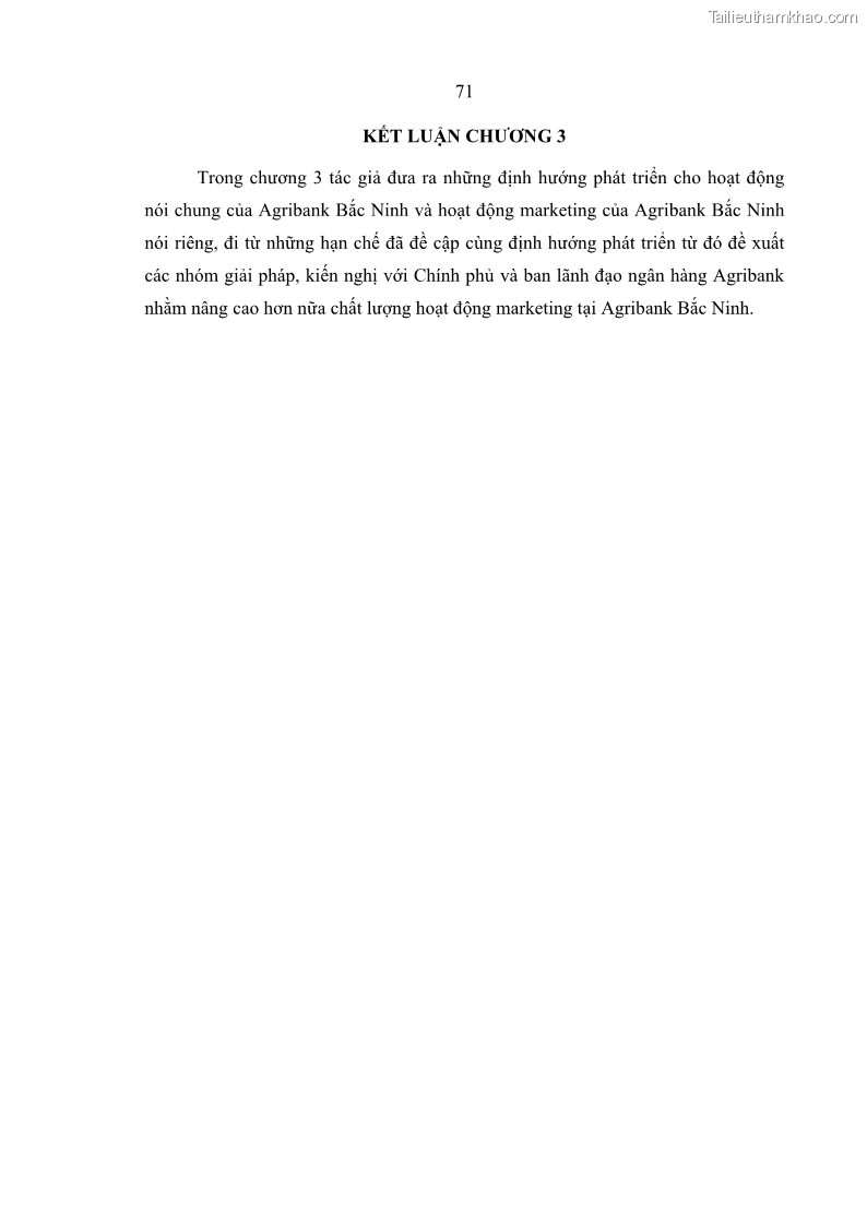 Luận văn thạc sĩ kinh doanh thương mại Giải pháp hoàn thiện hoạt động marketing của Ngân hàng Nông nghiệp và Phát triển nông thôn Việt Nam – Chi nhánh Bắc Ninh - 7 Trang 80