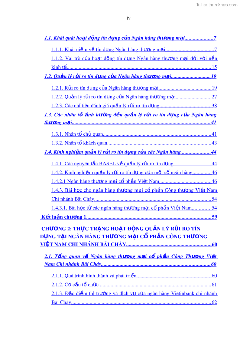 Luận văn thạc sĩ kinh doanh thương mại Hoạt động quản lý rủi ro tín dụng tại Ngân hàng TMCP Công Thương – Chi nhánh Bãi Cháy - 1 Trang 8