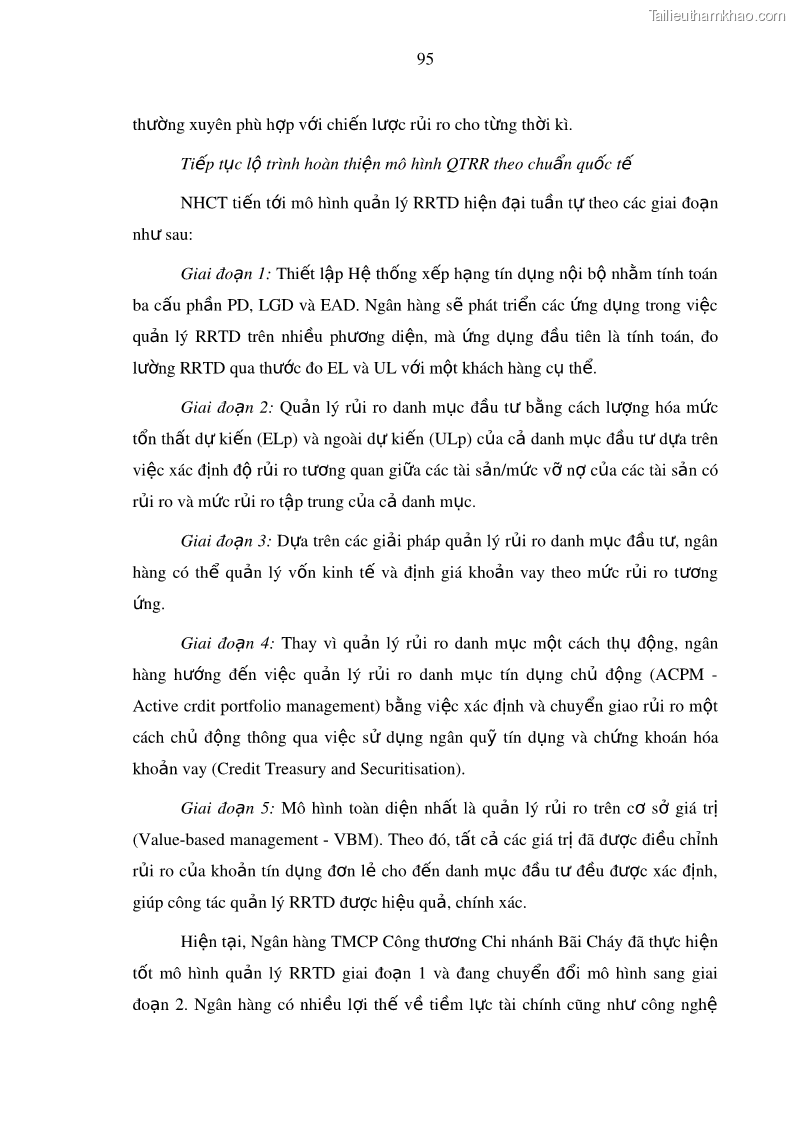Luận văn thạc sĩ kinh doanh thương mại Hoạt động quản lý rủi ro tín dụng tại Ngân hàng TMCP Công Thương – Chi nhánh Bãi Cháy - 10 Trang 110