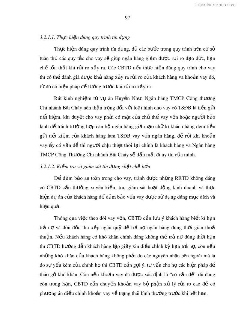 Luận văn thạc sĩ kinh doanh thương mại Hoạt động quản lý rủi ro tín dụng tại Ngân hàng TMCP Công Thương – Chi nhánh Bãi Cháy - 10 Trang 112