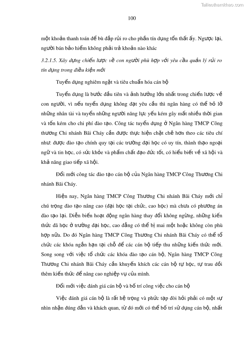 Luận văn thạc sĩ kinh doanh thương mại Hoạt động quản lý rủi ro tín dụng tại Ngân hàng TMCP Công Thương – Chi nhánh Bãi Cháy - 10 Trang 115