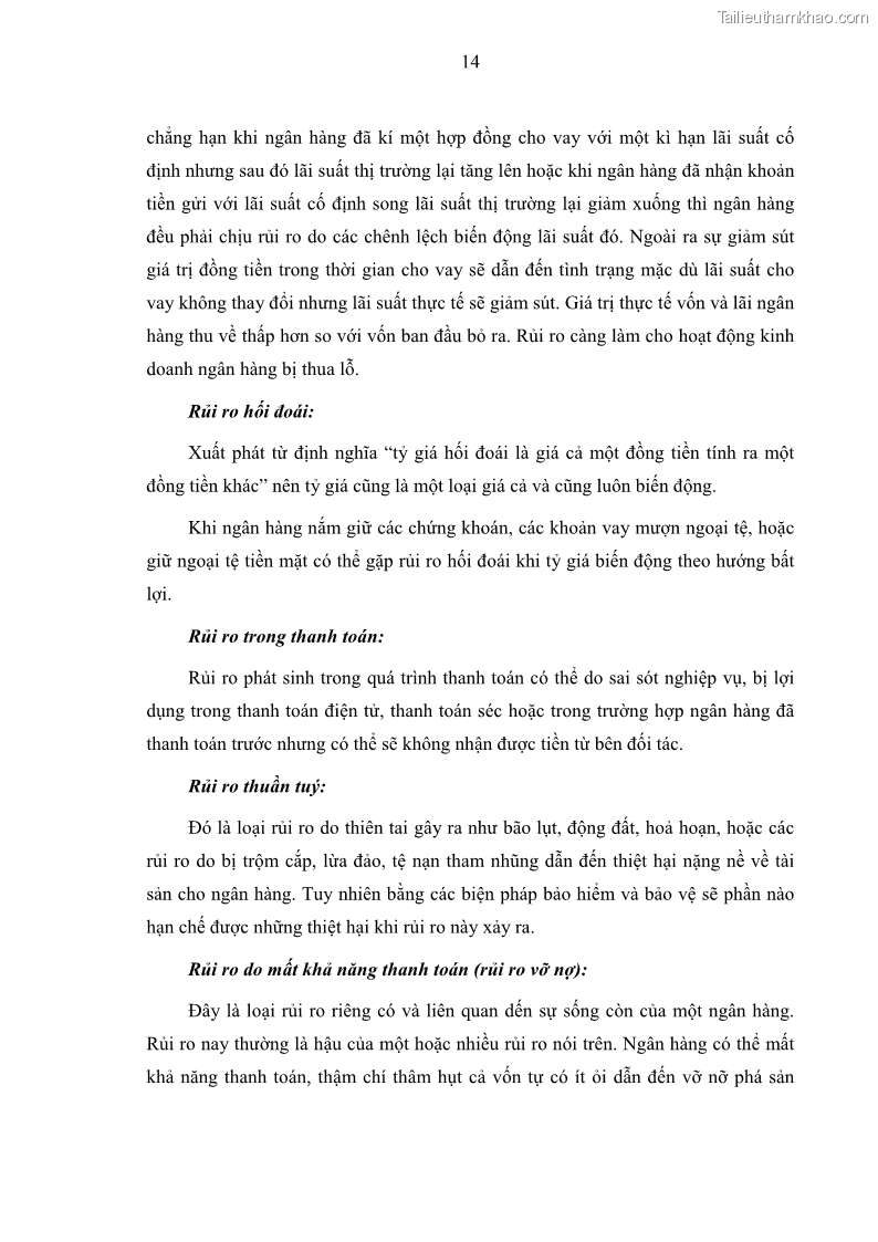 Luận văn thạc sĩ kinh doanh thương mại Hoạt động quản lý rủi ro tín dụng tại Ngân hàng TMCP Đầu tư và Phát triển Việt Nam - Chi nhánh Cẩm Phả - 2 Trang 24