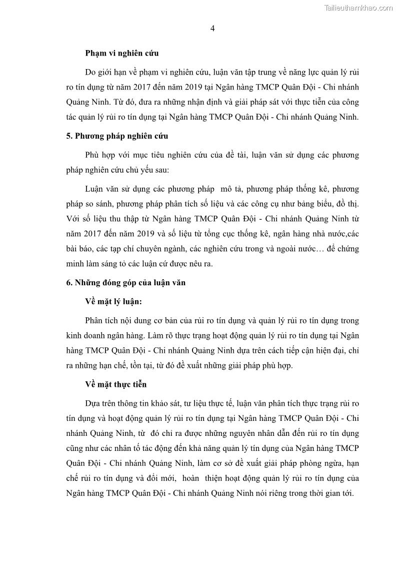 Luận văn thạc sĩ kinh doanh thương mại Hoạt động quản lý rủi ro tín dụng tại Ngân hàng TMCP Quân Đội - Chi nhánh Quảng Ninh - 2 Trang 15