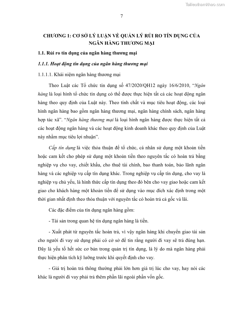 Luận văn thạc sĩ kinh doanh thương mại Hoạt động quản lý rủi ro tín dụng tại Ngân hàng TMCP Đầu tư và Phát triển Việt Nam - Chi nhánh Cẩm Phả - 2 Trang 17