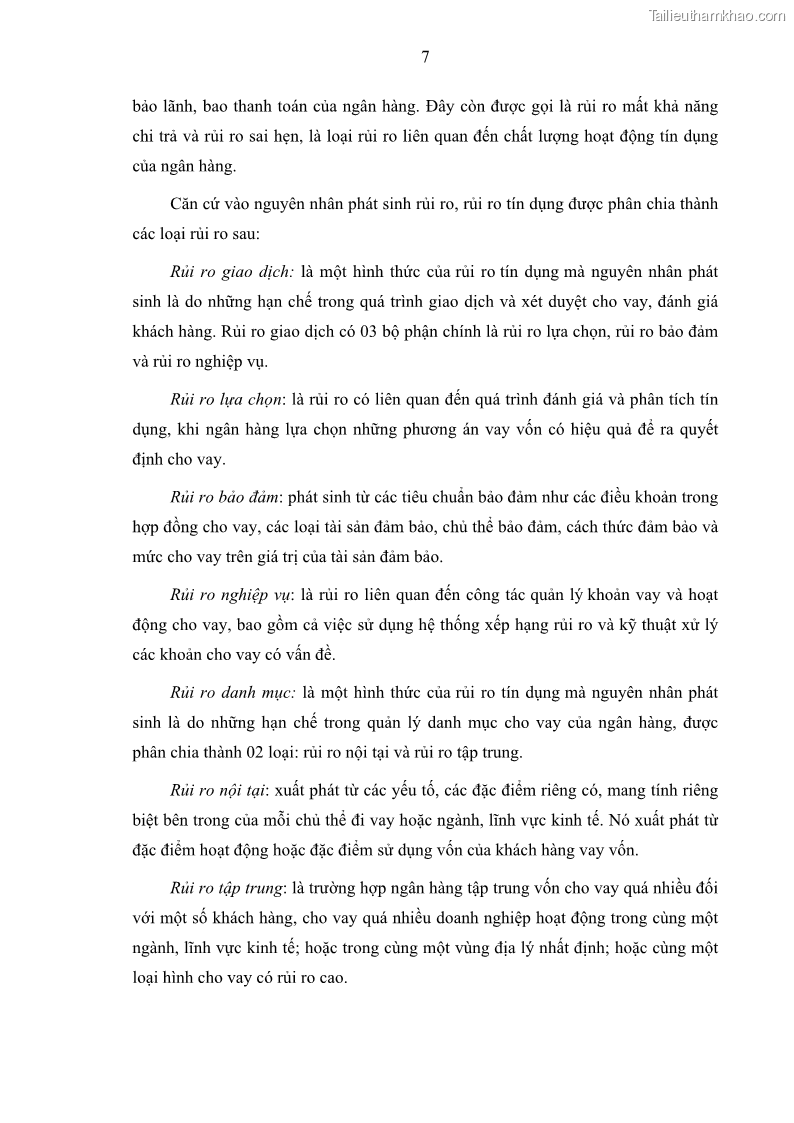 Luận văn thạc sĩ kinh doanh thương mại Hoạt động quản lý rủi ro tín dụng tại Ngân hàng TMCP Quân Đội - Chi nhánh Quảng Ninh - 2 Trang 18