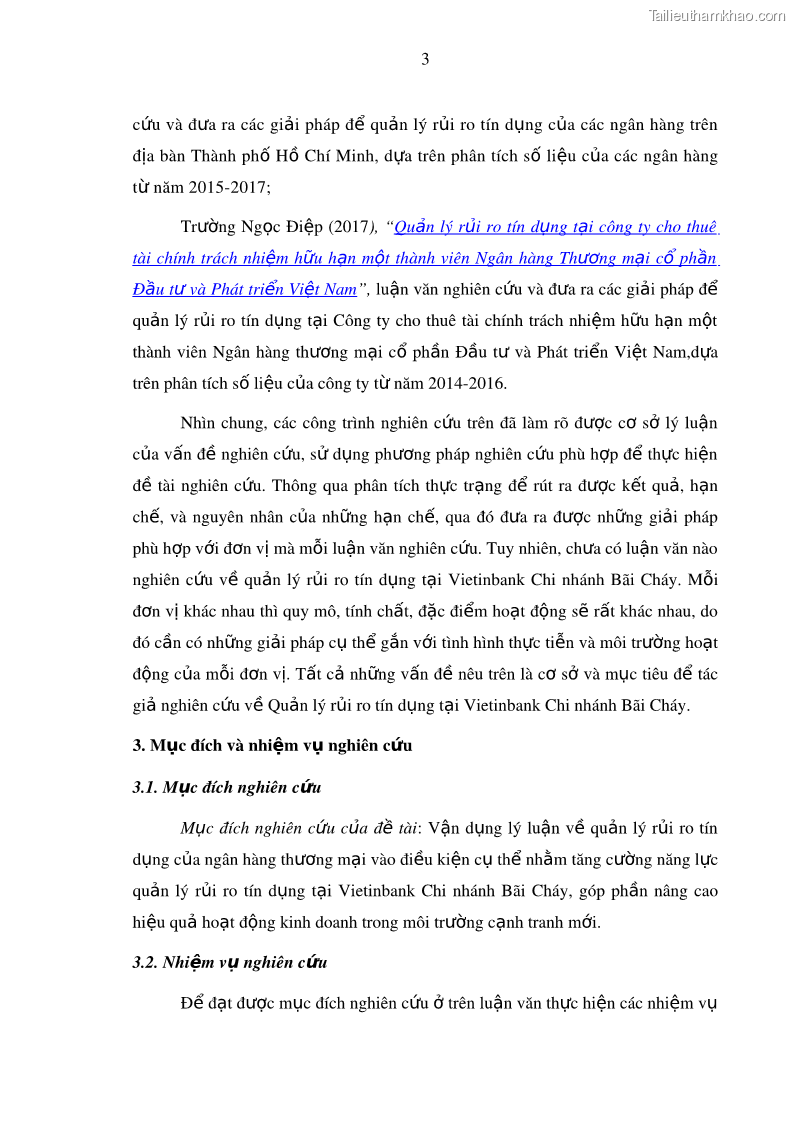 Luận văn thạc sĩ kinh doanh thương mại Hoạt động quản lý rủi ro tín dụng tại Ngân hàng TMCP Công Thương – Chi nhánh Bãi Cháy - 2 Trang 18