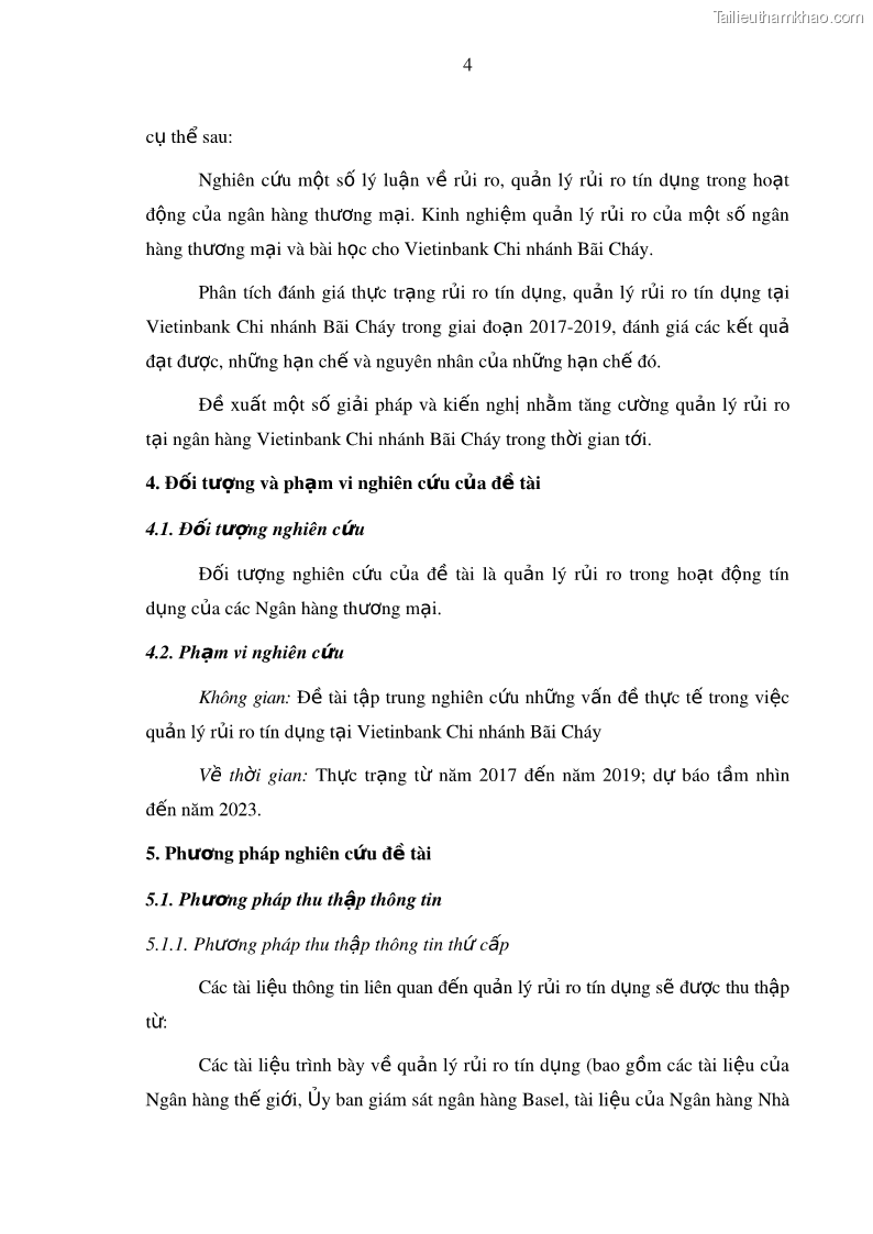 Luận văn thạc sĩ kinh doanh thương mại Hoạt động quản lý rủi ro tín dụng tại Ngân hàng TMCP Công Thương – Chi nhánh Bãi Cháy - 2 Trang 19