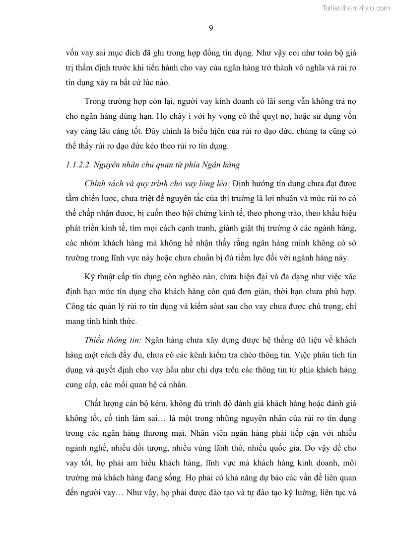Luận văn thạc sĩ kinh doanh thương mại Hoạt động quản lý rủi ro tín dụng tại Ngân hàng TMCP Quân Đội - Chi nhánh Quảng Ninh - 2 Trang 20