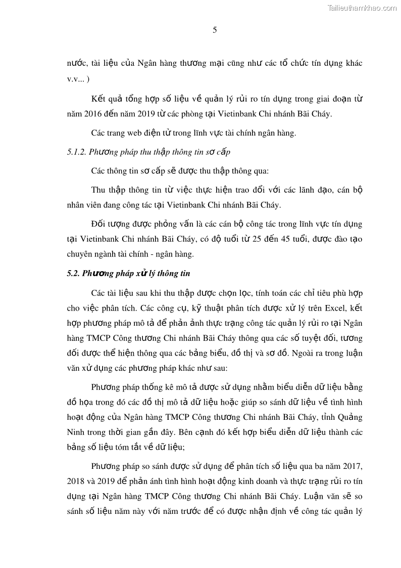 Luận văn thạc sĩ kinh doanh thương mại Hoạt động quản lý rủi ro tín dụng tại Ngân hàng TMCP Công Thương – Chi nhánh Bãi Cháy - 2 Trang 20