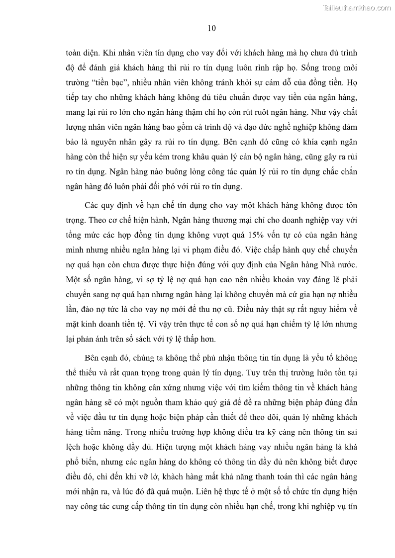 Luận văn thạc sĩ kinh doanh thương mại Hoạt động quản lý rủi ro tín dụng tại Ngân hàng TMCP Quân Đội - Chi nhánh Quảng Ninh - 2 Trang 21