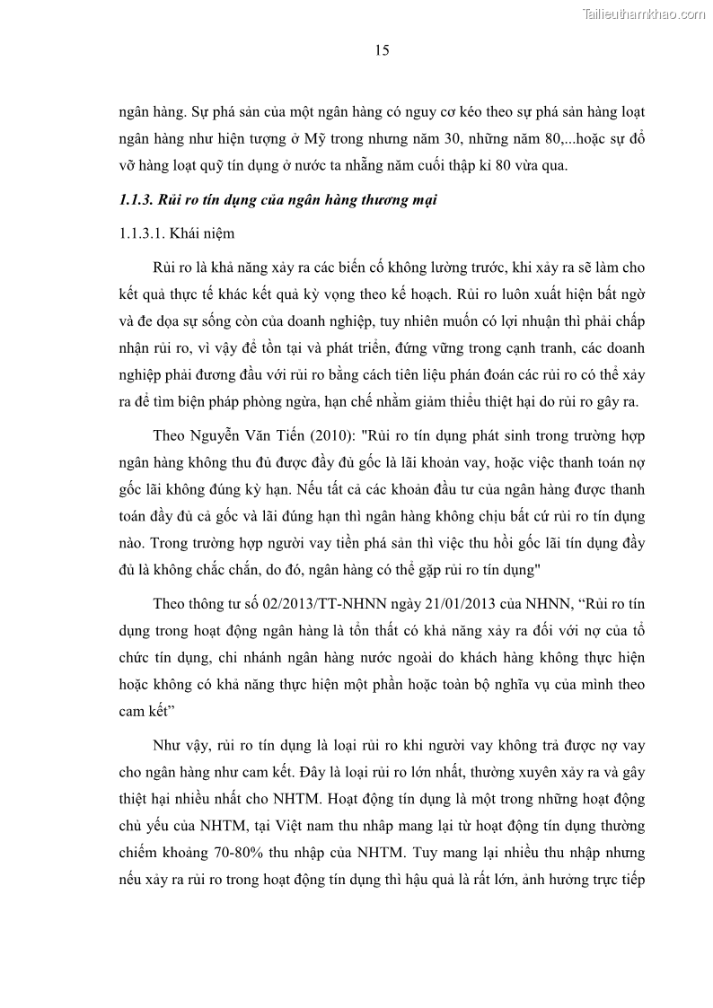 Luận văn thạc sĩ kinh doanh thương mại Hoạt động quản lý rủi ro tín dụng tại Ngân hàng TMCP Đầu tư và Phát triển Việt Nam - Chi nhánh Cẩm Phả - 3 Trang 25