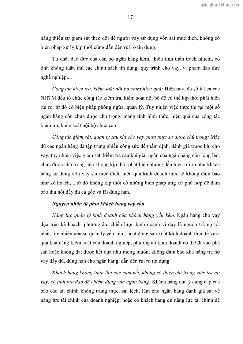 Luận văn thạc sĩ kinh doanh thương mại Hoạt động quản lý rủi ro tín dụng tại Ngân hàng TMCP Đầu tư và Phát triển Việt Nam - Chi nhánh Cẩm Phả - 3 Trang 27