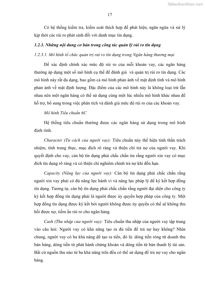 Luận văn thạc sĩ kinh doanh thương mại Hoạt động quản lý rủi ro tín dụng tại Ngân hàng TMCP Quân Đội - Chi nhánh Quảng Ninh - 3 Trang 28