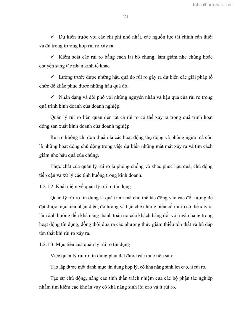 Luận văn thạc sĩ kinh doanh thương mại Hoạt động quản lý rủi ro tín dụng tại Ngân hàng TMCP Đầu tư và Phát triển Việt Nam - Chi nhánh Cẩm Phả - 3 Trang 31