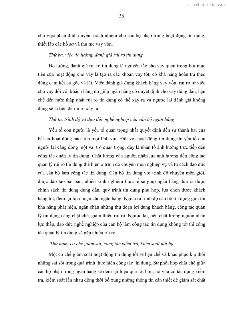 Luận văn thạc sĩ kinh doanh thương mại Hoạt động quản lý rủi ro tín dụng tại Ngân hàng TMCP Đầu tư và Phát triển Việt Nam - Chi nhánh Cẩm Phả - 4 Trang 46