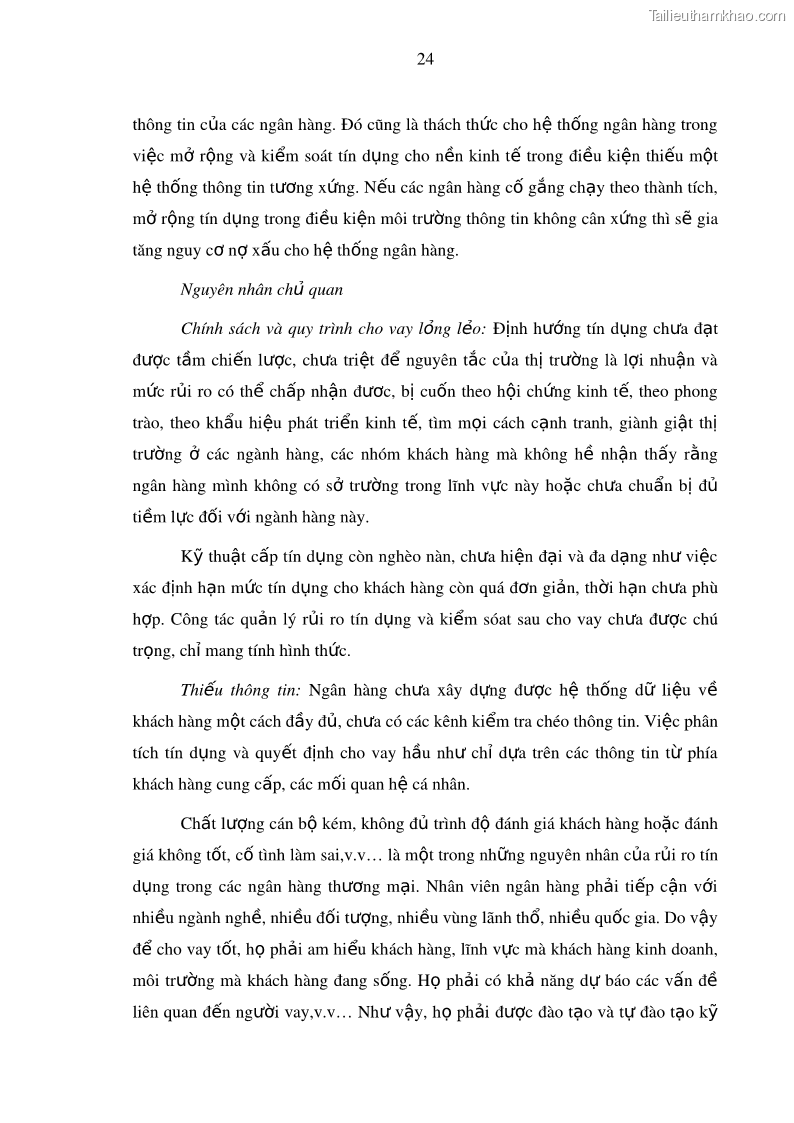 Luận văn thạc sĩ kinh doanh thương mại Hoạt động quản lý rủi ro tín dụng tại Ngân hàng TMCP Công Thương – Chi nhánh Bãi Cháy - 4 Trang 39