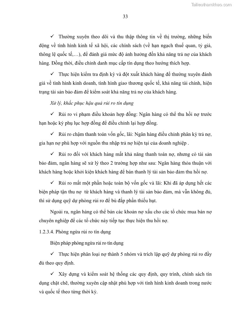Luận văn thạc sĩ kinh doanh thương mại Hoạt động quản lý rủi ro tín dụng tại Ngân hàng TMCP Đầu tư và Phát triển Việt Nam - Chi nhánh Cẩm Phả - 4 Trang 43